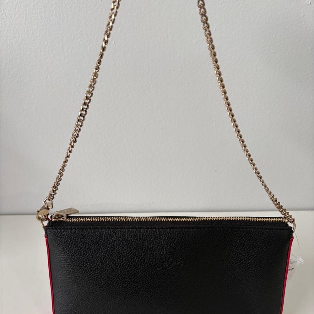 Christian Louboutin Black Crossbody with Red Patent Accent and Gold Chain - Picture 2 of 4